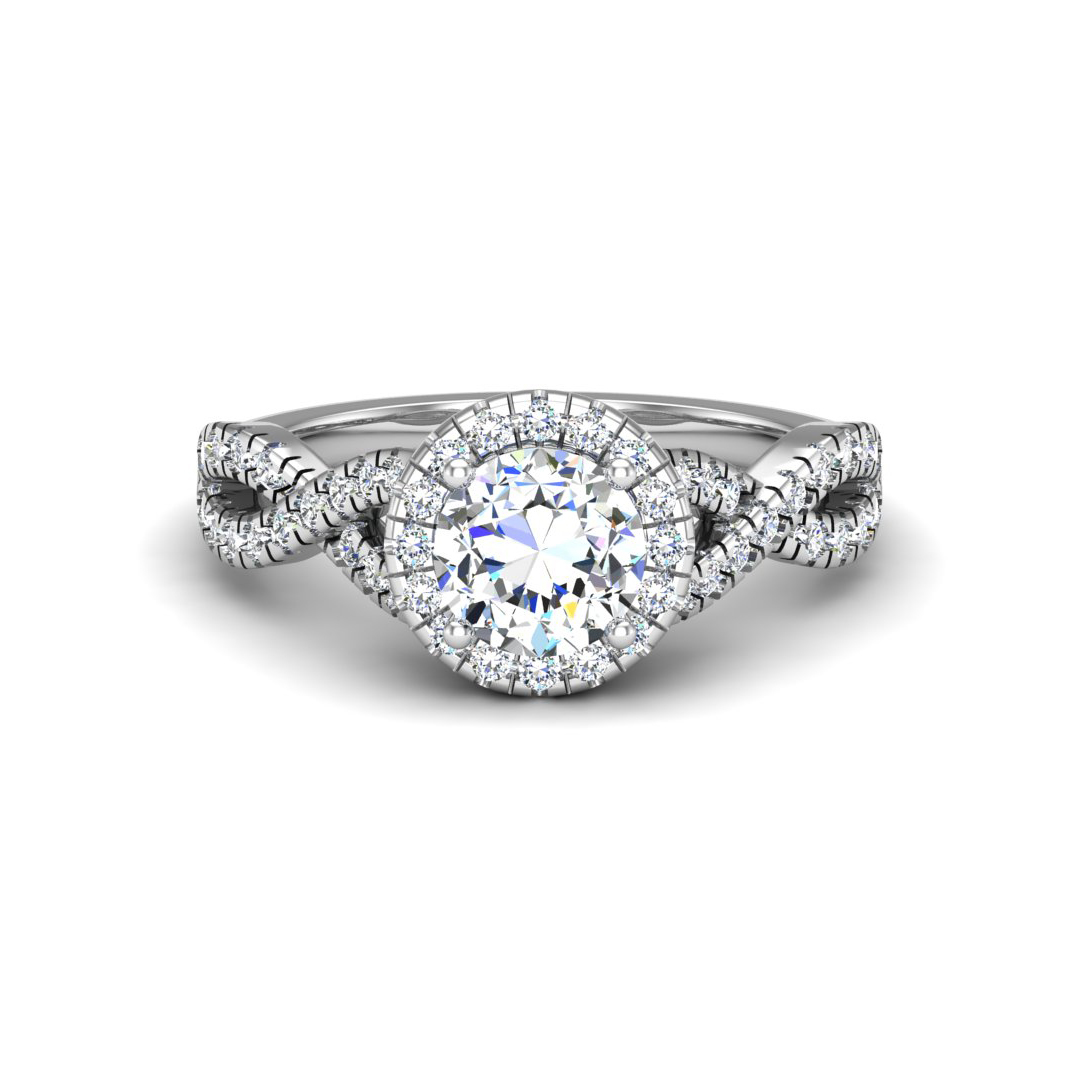 Korman Signature Zoey Twist Style Halo Engagement Ring Setting
